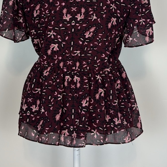 Madewell Georgette Flutter-Sleeve Peplum Top in
Rich Paisley. Size Small. - Picture 10 of 15